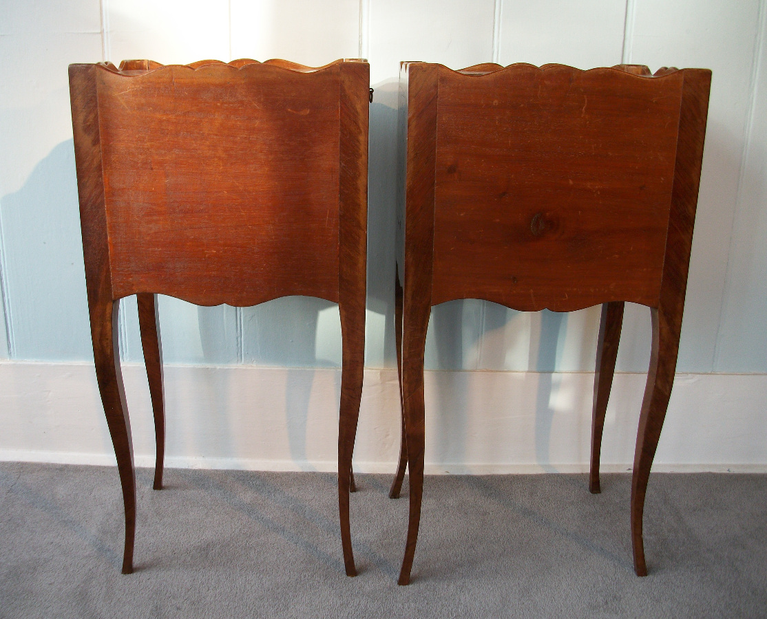 Pair of antique marquetry bedside cabinets 